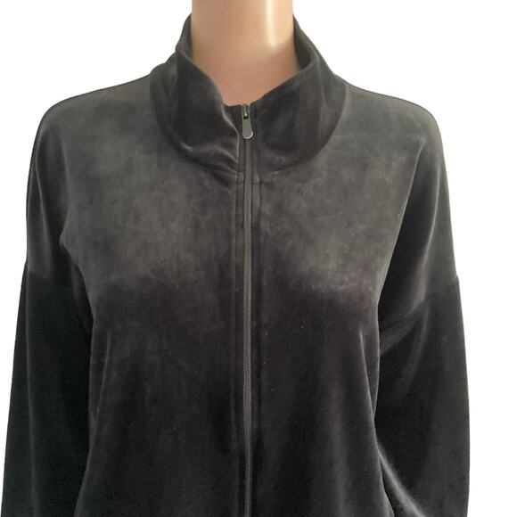 Cable & Gauge Jacket Womens Large Black Velor Full Zip - Picture 3 of 9